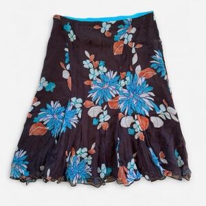 Y2K zara 100% silk floral midi skirt